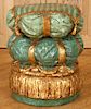POLYCHROME STOOL STACKED PILLOWS GOLD GREEN PAINT