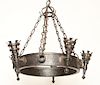 FRENCH GOTHIC STYLE WROUGHT IRON CHANDELIER