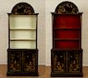 BLACK AND RED LACQUERED CHINOISERIE BOOKCASE