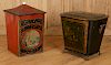 TWO LATE 19TH C. ENGLISH PAINTED TOLE COAL HODS