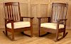 PAIR OF MISSION OAK STICKLEY BROS ROCKING CHAIRS