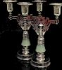 Russian Nephrite Silver candlesticks