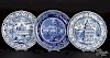 Three Historical blue Staffordshire plates