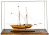 Ship model of a small American sailing vessel