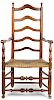 Rare William and Mary ladderback armchair
