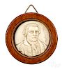 Carved ivory miniature relief portrait of George Washington