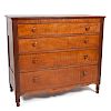 Country Sheraton Cherry and Tiger Maple Chest of Drawers