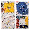 * After Sam Francis, (American, 1923-1994), the complete set of four ceramic plates in colors, c. 2000, originally sold by the M