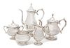 An American Silver Five Piece Tea Service, Towle, Newburyport, MA, 20th Century, comprising a tea pot, a coffee pot, a covered s