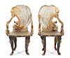 A Pair of Venetian Silver Gilt Grotto Armchairs Height 42 1/4 inches.