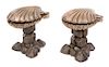 A Pair of Venetian Carved and Silvered Wood Grotto Scallop Shell-form Hinged Chairs Height closed 21 inches, open 32 1/2 inches.