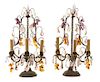 A Pair of French Gilt Metal and Glass Three-Light Girandoles Height 20 x width 11 x depth 8 inches.