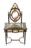 A Napoleon III Enamel and Gilt Bronze Mounted Dressing Table with Porcelain Inserts Height 60 x width 31 x depth 21 inches.
