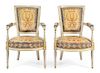 A Pair of Directoire Painted Fauteuils Height 33 inches.