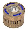 Two French Gilt Bronze and Enamel Portrait Snuff Boxes Height of largest 1 x width 3 1/2 inches.
