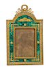 A French Gilt Bronze and Malachite Easel Back Frame Height 11 1/4 x width 6 3/4 inches.