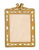 A French Gilt Bronze and Mother-of-Pearl Inset Easel Back Frame Height 14 1/2 x width 10 inches.