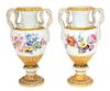 A Pair of Meissen Porcelain Parcel Gilt Snake-Handled Vases Height 14 x width 6 1/4 inches.