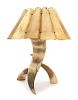 A Small Horn Table Lamp and Shade Height 15 1/2 x diameter 12 inches.