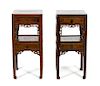 A Pair of Chinese Elmwood Side Tables Height 32 3/4 x width 14 3/4 x depth 14 3/4 inches.