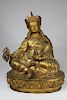 Large Tibetan Gilt Bronze Figure of Padmasambhava
