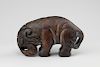 Antique Chinese Black, Brown & Green Jade Elephant