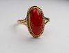 18k Gold & Red Coral Woman's Ring