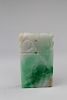Chinese Carved Apple Green & White Jadeite Seal