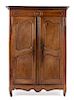 A Louis XV Provincial Walnut Armoire Height 77 x width 51 1/2 x depth 19 inches.