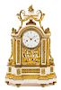 A Louis XVI Gilt Bronze Mounted Marble Mantel Clock Height 22 1/2 inches.