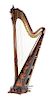 A French Japonesque Mother-of-Pearl Inlaid Harp Height 73 inches.