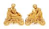 A Pair of French Gilt Bronze Figural Chenets Width 12 1/4 inches.
