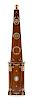An Empire Style Obelisk Form Tall Case Clock Height overall 97 x width 19 x depth 18 inches.