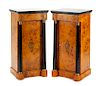 A Pair of Empire Style Parcel Ebonized Side Cabinets Height 31 x width 15 1/2 x depth 14 inches.