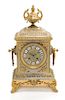 * A French Brass Mantel Clock Height 16 inches.