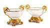 A Pair of French Gilt Bronze Mounted Cut Glass Center Bowls Width 16 inches.