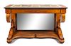 A Charles X Inlaid and Specimen Marble Inset Console Table Height 38 x width 61 x depth 28 1/2 inches.
