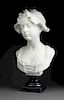 A French Bisque Porcelain Bust Height 21 3/4 inches.