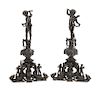 A Pair of Renaissance Revival Patinated Bronze Chenets Height 35 inches.