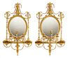 A Pair of Continental Giltwood Girandole Mirrors Height 59 x width 30 inches.