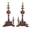 A Pair of Baroque Style Bronze Chenets Height 37 inches.