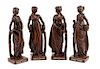 A Set of Four Italian Carved Wood Figural Groups Height 13 inches.