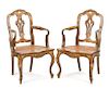 A Pair of Venetian Painted Armchairs Height 36 inches.