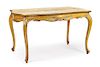 A Venetian Painted Center Table Height 30 x width 54 x depth 34 1/4 inches.