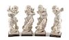 A Set of Four Italian Marble Figures of Musical Putti Height 25 x width 11 1/2 x depth 8 inches.