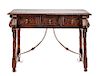A Spanish Renaissance Revival Iron Mounted Walnut Trestle Table Height 36 x width 50 x depth 26 inches.