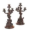 A Pair of Black Forest Four-Light Candelabra Height 21 3/4 inches.