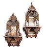 A Pair of Moorish Mother-of-Pearl Inlaid Wall Brackets Height 24 inches.