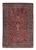 A Qum Silk Prayer Rug 7 feet x 4 feet 9 inches.