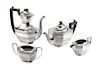 An English Silver Four-Piece Tea and Coffee Service, Charles S. Green & Co., Birmingham, 1924-30, comprising a teapot, coffee po